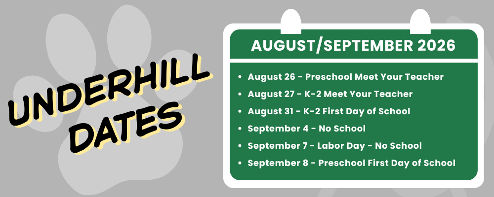 Underhill Aug and Sept Dates